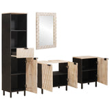 Bathroom Sets 4 pcs White Wash Finish Solid Mango Wood 3310032