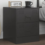 ZNTS Bedside Cabinet Black 34.5x39x44 cm Steel 841619