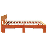 Bed Frame with Headboard Wax Brown 200 x 200 cm Solid Pine Wood 3382291