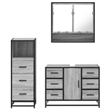 ZNTS 3 Piece Bathroom Furniture Set Grey Sonoma Engineered Wood 3301053