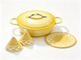 Stainless steel handle, 7.5QT, 7.1L round enamel pot, yellow gradient, includes gloves and 52174694