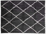 Shaggy Rug PAMPLONA High Pile Modern Black and Cream 120x120 cm 375409