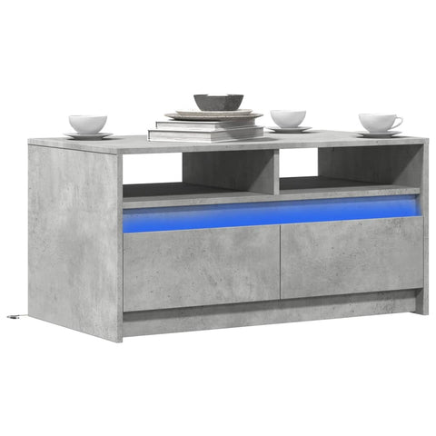 ZNTS Coffee Table with LED Lights Concrete Grey Engineered Wood 851994
