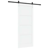 Sliding Door 86 x 211 cm Engineered Wood White and Black 3449890