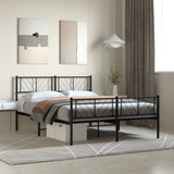 Metal Bed Frame without Mattress with Footboard Black 140x190cm 372197