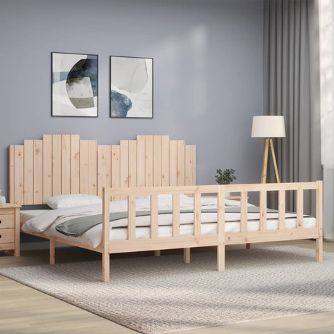 ZNTS Bed Frame without Mattress 200x200 cm Solid Wood Pine 3192316