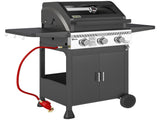 7.5kW Three-Burner Gas BBQ Grill, with See-Through Lid - Black T3398P328022