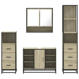 4 Piece Bathroom Furniture Set Sonoma Oak Engineered Wood 3301301