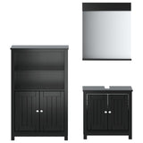 3 Piece Bathroom Furniture Set BERG Black Solid Wood Pine 3206499