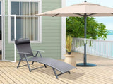 Folding Sun Lounger, Texteline Recliner Chair, 5-Level Adjustable Patio Garden, Grey T3398P315465