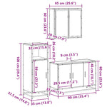 ZNTS 3 Piece Bathroom Furniture Set Grey Sonoma Engineered Wood 3300953