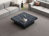 Modern square coffee table with marble look, Centre Tea Table with 4 Sliding Drawers, Coffee End N605P375112B