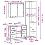 ZNTS 3 Piece Bathroom Furniture Set Brown Oak Engineered Wood 3301144