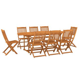 Dining Set Brown Solid Acacia Wood Large Foldable Dining Set 3086976