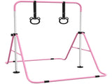 Adjustable Height, Foldable Kids Gymnastics Bar w/ Non-slip Rubber Floor Rings, for 3 Years, Pink T3398P422350