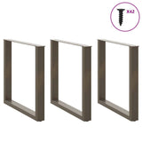 Dining Table Legs U-Shaped 3 pcs Natural Steel 80x cm Steel 4013207