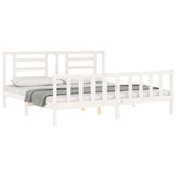 Bed Frame without Mattress White 200x200 cm Solid Wood Pine 3192902