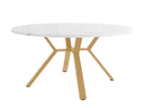 Modern and sleek round marble dining table , X-shaped coffee table with metal support, N639P264482G