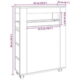 Narrow Bathroom Cabinet with Wheels Artisian Oak Engineered Wood 855276