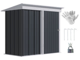 Metal Garden Shed, Outdoor Lean-to Shed for Tool Motor Bike, with Adjustable Shelf, Lock, Gloves, T3398P318723