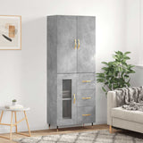 Highboard Concrete Grey 69.5x34x180 cm Engineered Wood 3195943