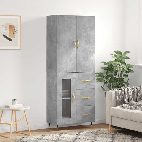 Highboard Concrete Grey 69.5x34x180 cm Engineered Wood 3195943