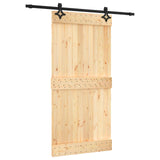 Sliding Door Natural and Black 100 x 210 cm Solid Pine Wood 3445066