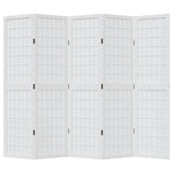 Room Divider 5 Panels White Solid Wood Paulownia 358789