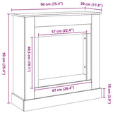Fireplace Surround Black 90x30x90 cm Engineered Wood 854590