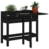 Garden Planter with Folding Tabletop Black Solid Wood Pine 825125