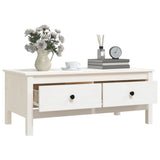 ZNTS Coffee Table White 100x50x40 cm Solid Wood Pine 814605