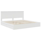 Storage Bed with Headboard White 200 x 200 cm Engineered Wood 3411173