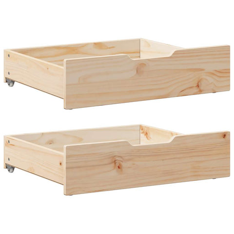 ZNTS Under-Bed Drawers with Wheels 2 pcs 75x55x17 cm Solid Wood Pine 850932