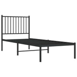 Metal Bed Frame without Mattress with Headboard Black 80x200cm 350855