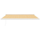 Retractable Awning Yellow and White 4x3 m Fabric and Aluminium 3154533