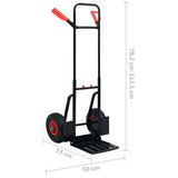 Telescopic Hand Trolley 200 kg Black and Red 146665