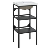 Bathroom Washbasin Frame with Built-in Basin Black Iron 3101376