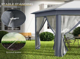3 x 4m Metal Frame Hexagon Gazebo, with Curtains - Grey T3398P315437