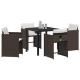 Garden Dining Set 5 pcs Brown Poly Rattan 3380697