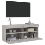 TV Wall Cabinet with LED Lights Grey Sonoma 100x30x40 cm 837216