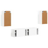 TV Cabinet Set 4 pcs High Gloss White Engineered Wood 3409154