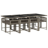 9 Piece Garden Dining Set with Cushions Grey Poly Rattan 3211460