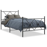 Metal Bed Frame without Mattress with Footboard Black 90x200cm 376513