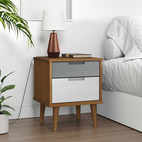 ZNTS Bedside Cabinet MOLDE Brown 40x35x48 cm Solid Wood Pine 350495