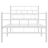 Metal Bed Frame without Mattress with Footboard White 107x203cm 355722