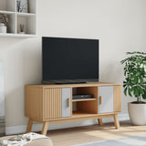 TV Cabinet OLDEN Grey and Brown 114x43x57 cm Solid Wood Pine 358601