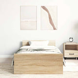 Bed Frame without Mattress Sonoma Oak 100x200 cm Engineered Wood 835934