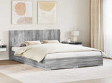 Bed Frame with Storage and Headboard Grey Sonoma 3414092