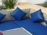 5 Pieces Rattan Garden Furniture Set with Dining Table, Cushions - Dark Blue T3398P314760
