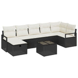 Sofa Set with Cushion Manual 8 pcs Black and Cream Poly Rattan 3359206